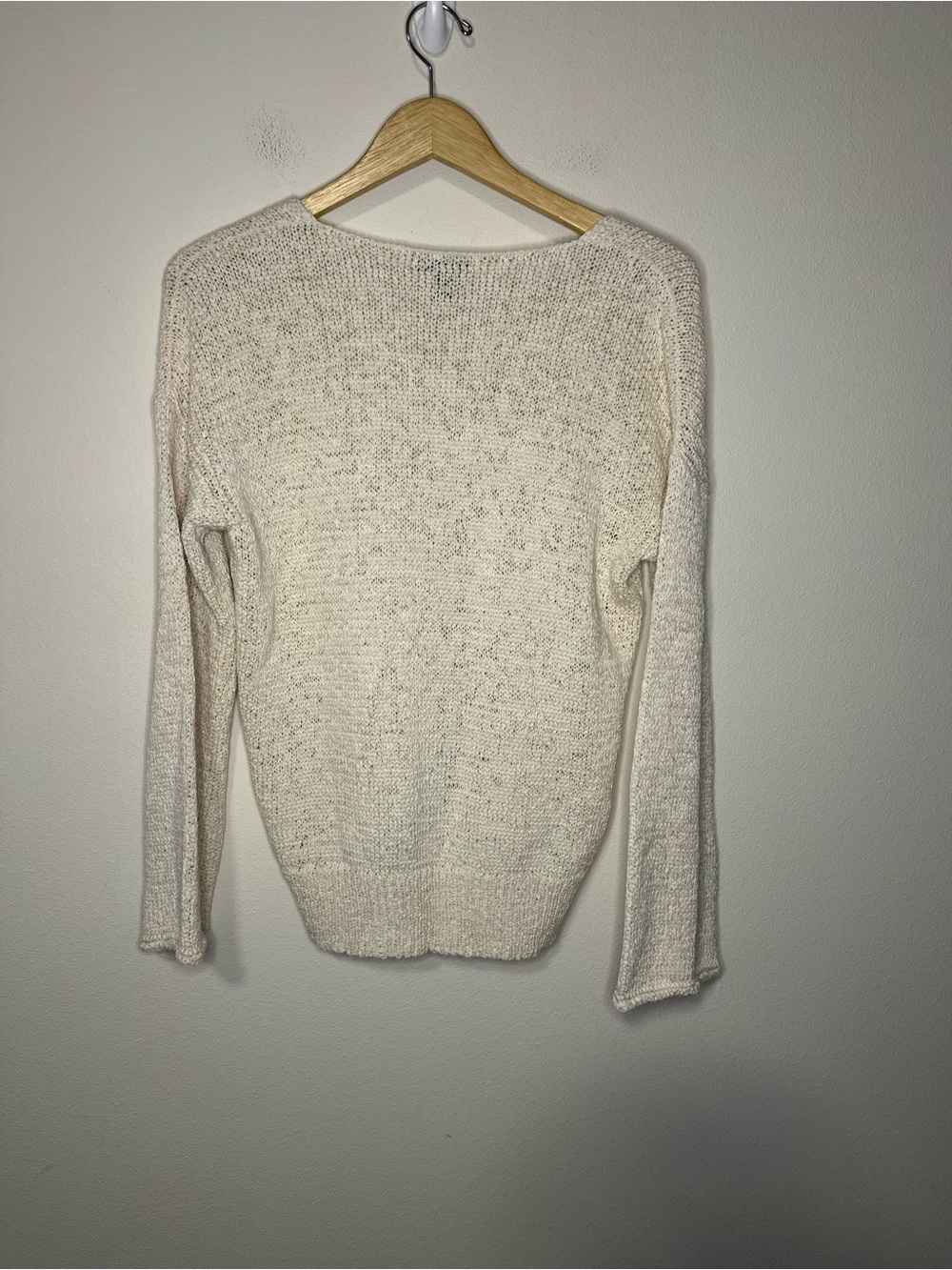 J. Crew Women's Flared Sleeve Swing Sweater ivory champagne size M H7152 cotton - Picture 3 of 8
